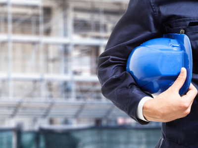 construction worker indicating construction law